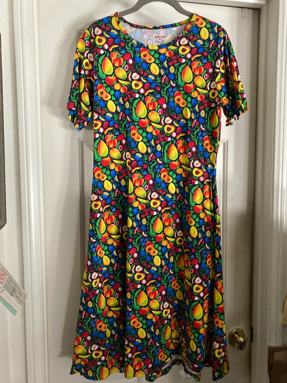 Svaha womensMulticolor Fruit-Print A-Line Dress with pockets!!Size M